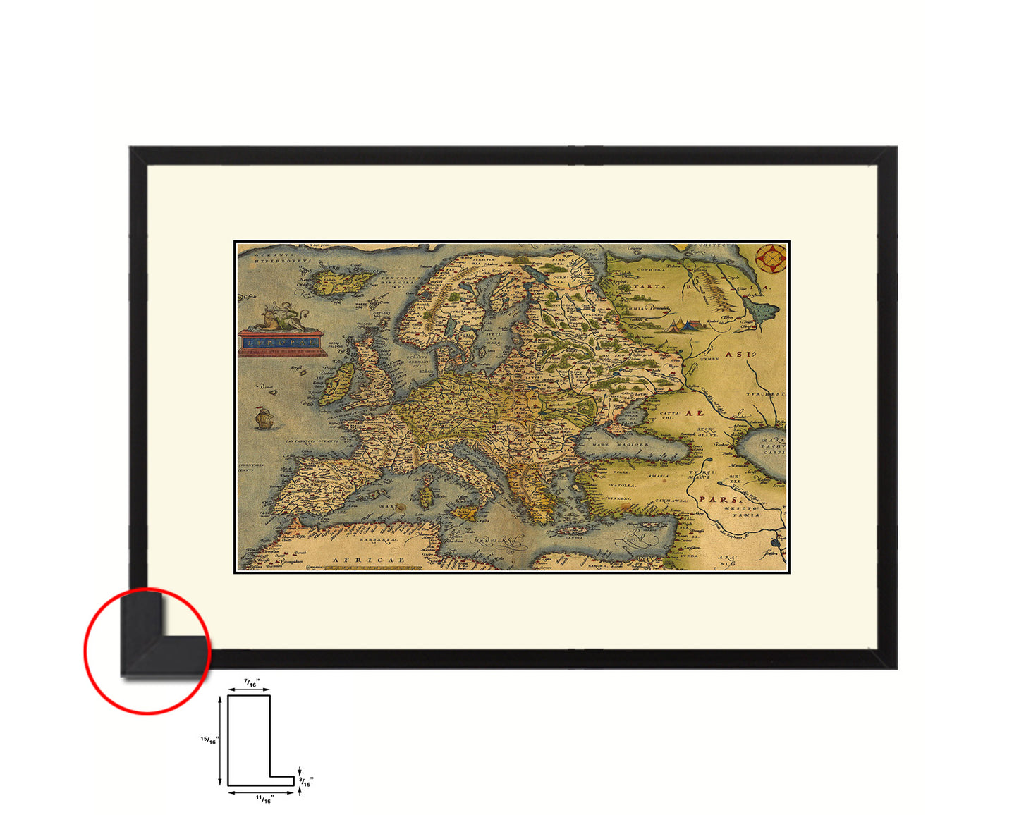 Europe Abraham Ortelius Circa 1570 Old Map Framed Print Art Wall Decor Gifts