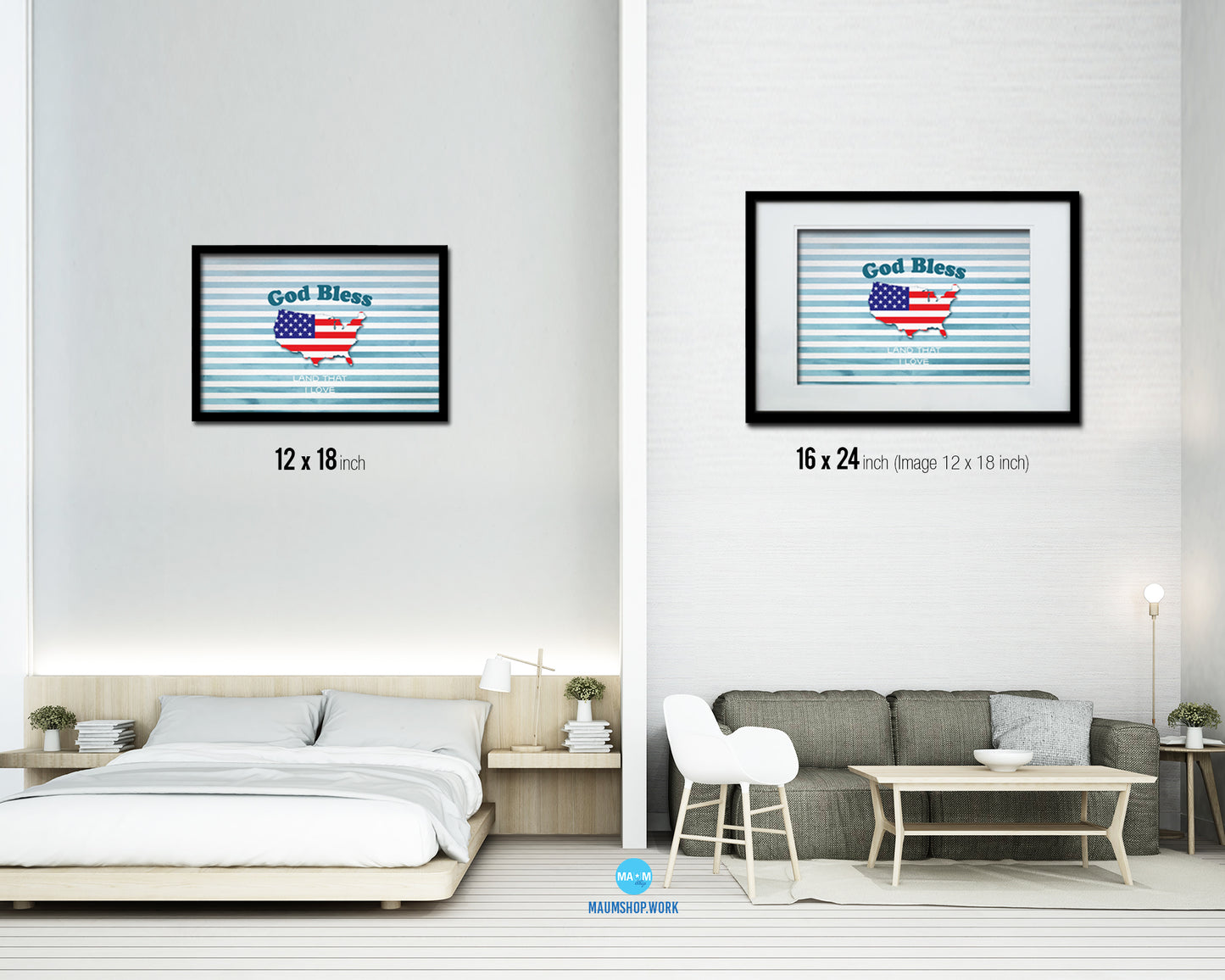 God bless America land that I love Bible Verse Scripture Framed Print Wall Decor Art Gifts