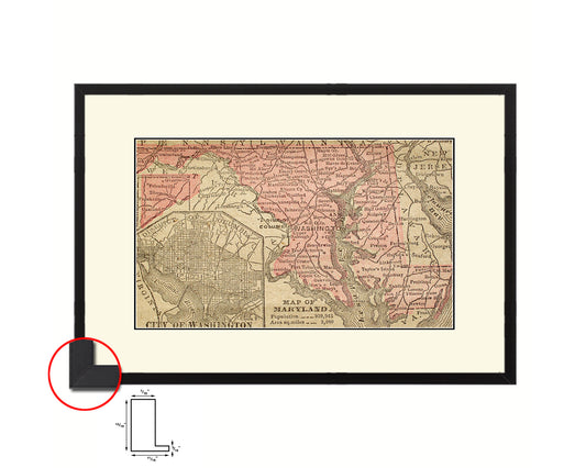 Maryland Circa Old Map Framed Print Art Wall Decor Gifts