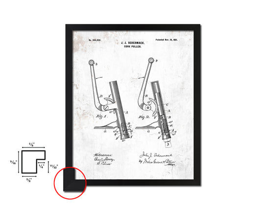 Cork Puller Kitchen Vintage Patent Artwork Black Frame Print Wall Art Decor Gifts