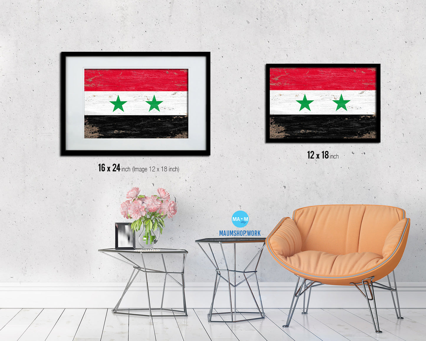 Syria Shabby Chic Country Flag Wood Framed Print Wall Art Decor Gifts