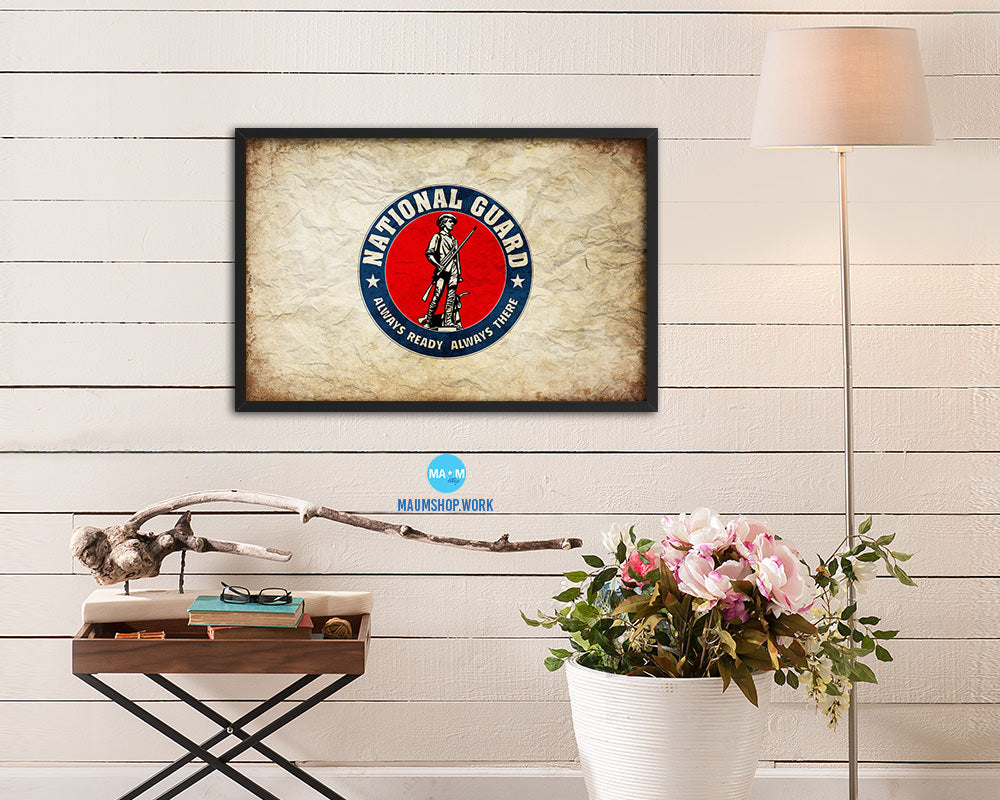 Seal of the United States National Guard Vintage Military Flag Framed Print Sign Decor Wall Art Gifts