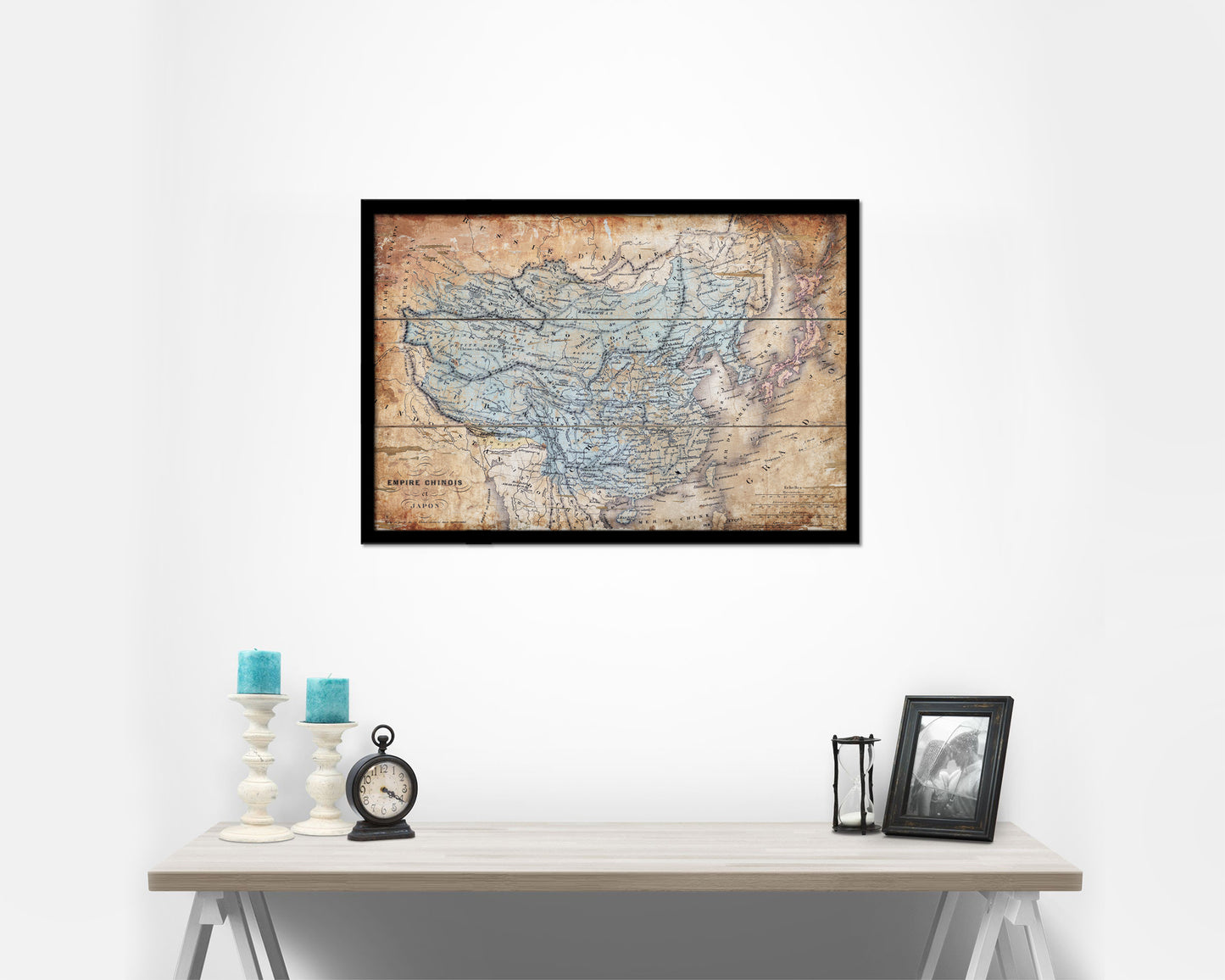 China Japan Korea Antique Map Framed Print Art Wall Decor Gifts