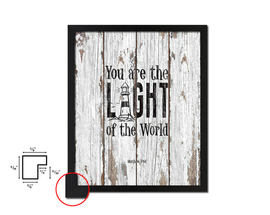 You Are the Light of The World, Matthew 5:14 Quote Framed Print Home Decor Wall Art Gifts