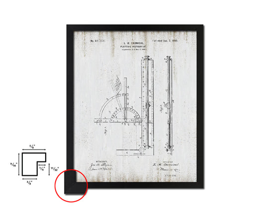 Plotting Instrument Office Vintage Patent Artwork Black Frame Print Gifts