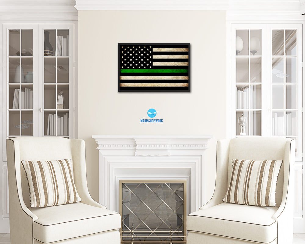 Thin Green Line Support Border Patrol American Vintage Military Flag Art