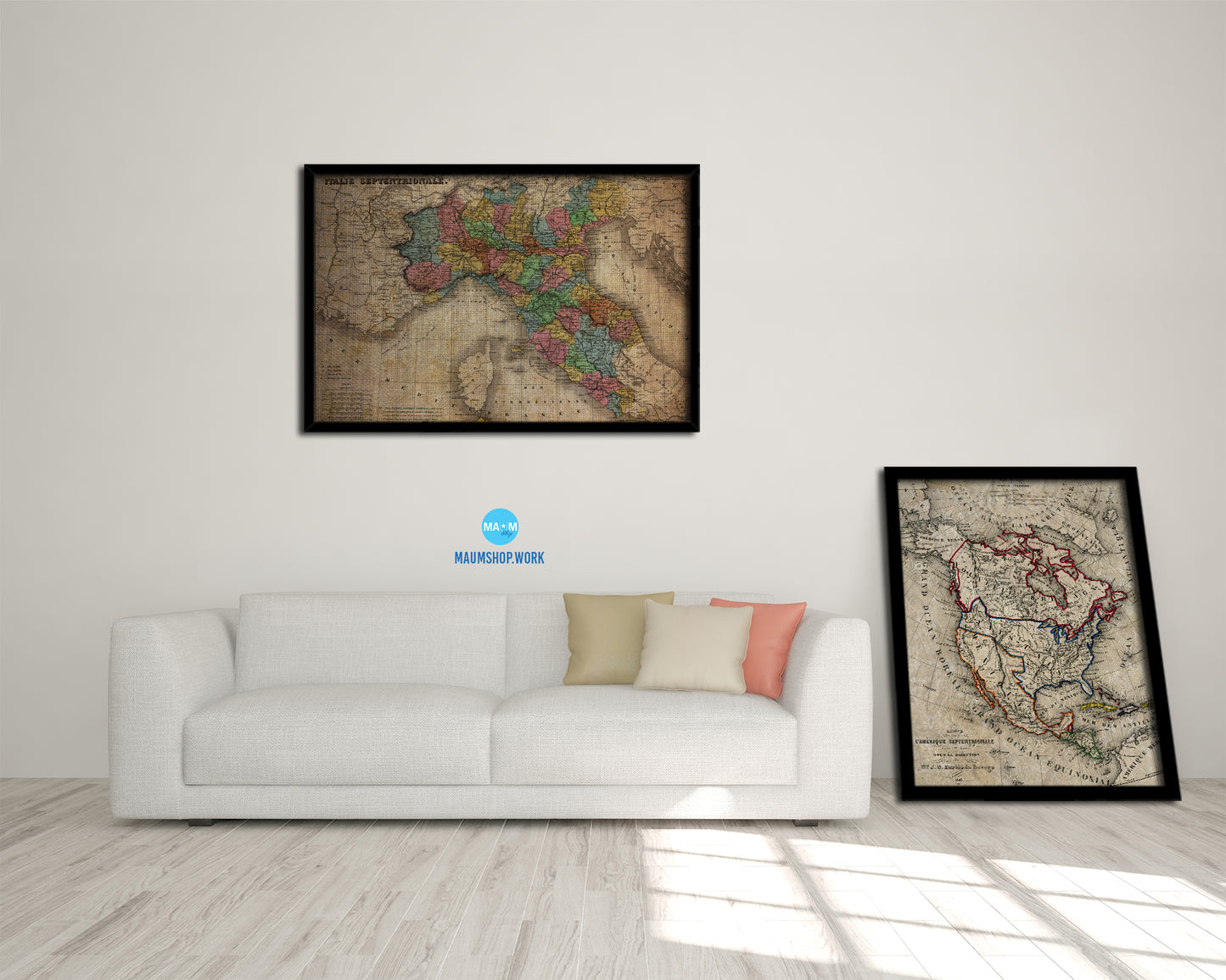 North Iitaly Vintage Map Framed Print Art Wall Decor Gifts