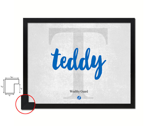 Teddy Personalized Biblical Name Plate Art Framed Print Kids Baby Room Wall Decor Gifts