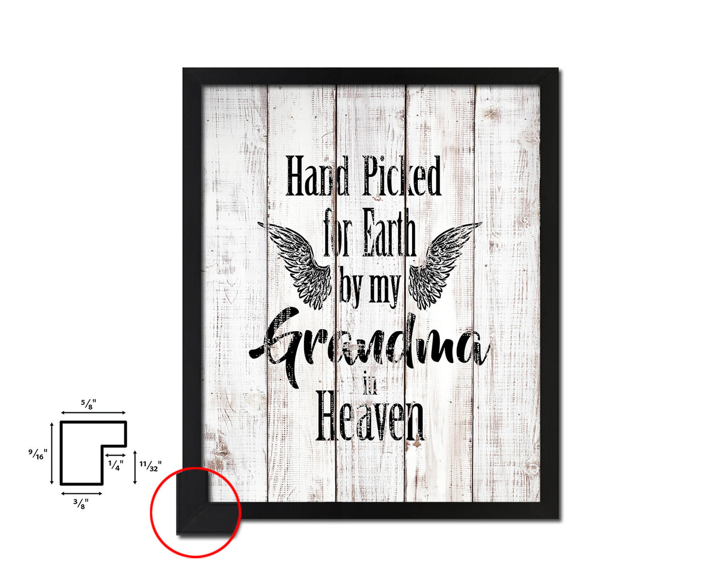 Hand picked for earth by our grandma in heaven Quote Framed Print Wall Art Decor Gifts