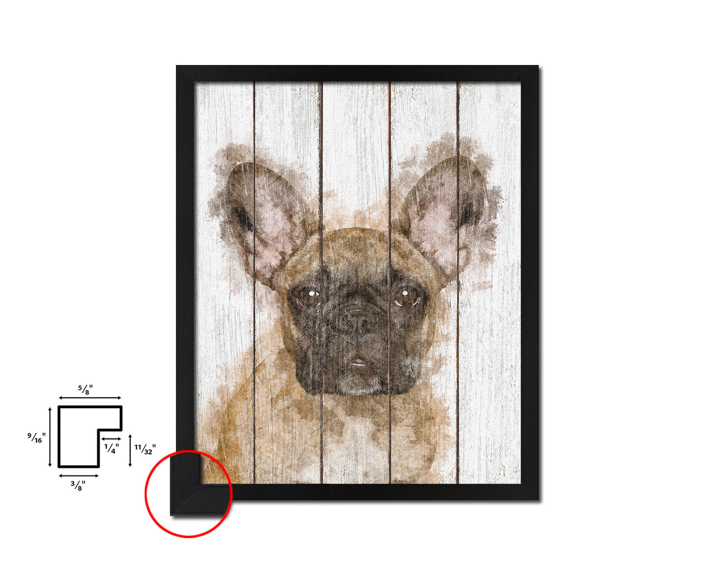 French Bulldog Dog Puppy Portrait Framed Print Pet Watercolor Wall Decor Art Gifts