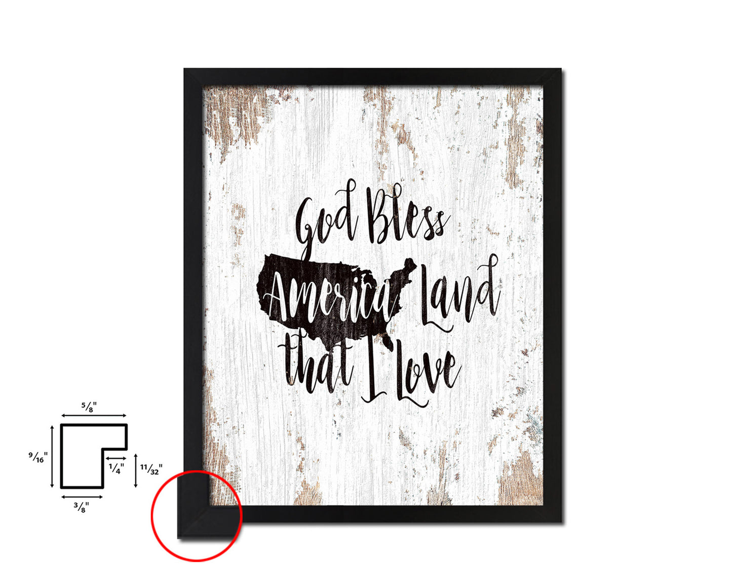 God bless America land that I love Quote Framed Print Home Decor Wall Art Gifts