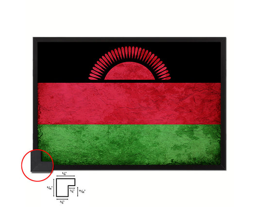 Malawi Country Vintage Flag Wood Framed Print Wall Art Decor Gifts