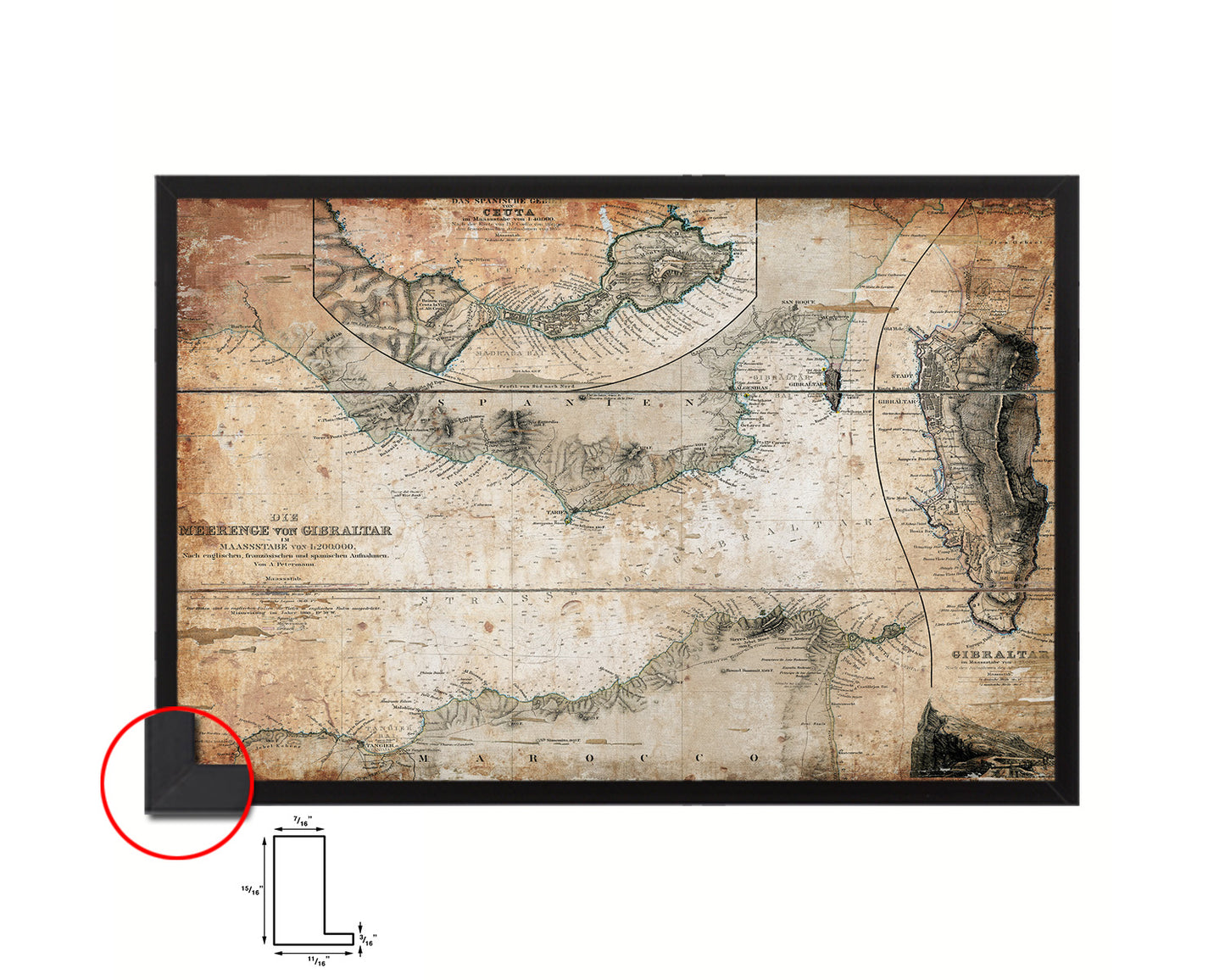 Gibraltar Antique Map Framed Print Art Wall Decor Gifts