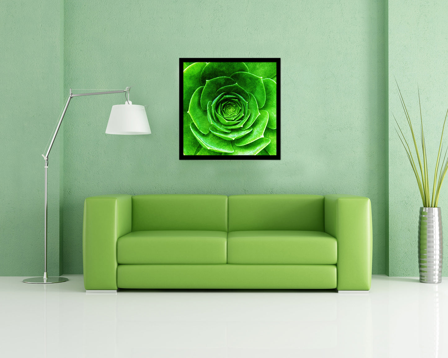 Green Succulent Plants Evergreen Leaves Spiral Plant Wood Framed Print Decor Wall Art Gifts