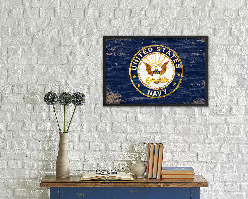 US Navy Seal Shabby Chic Military Flag Framed Print Decor Wall Art Gifts