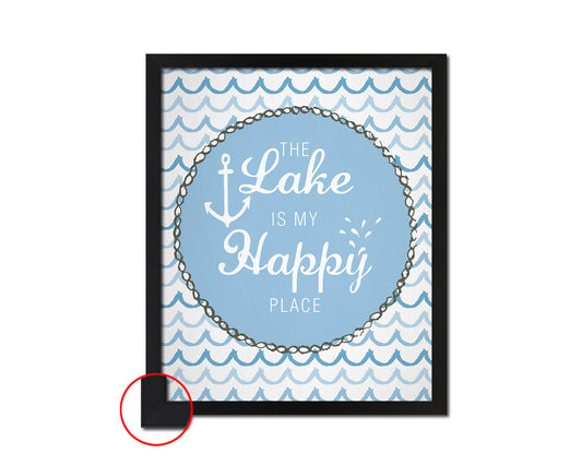 The Lake is my happy place Quote Framed Print Wall Decor Art Gifts