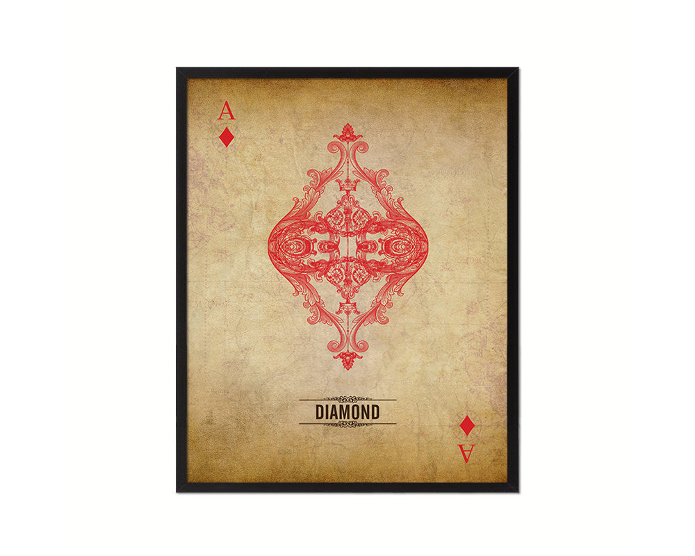 Diamond Ace Cards Fine Art Paper Prints Wood Framed Wall Art Decor Gifts