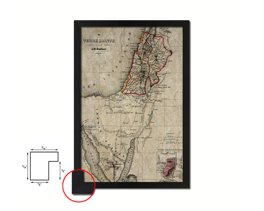 Holy Land Palestine Israel Old Map Wood Framed Print Art Wall Decor Gifts