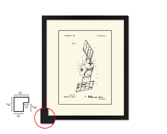 Satellite NASA Vintage Patent Artwork Black Frame Print Gifts