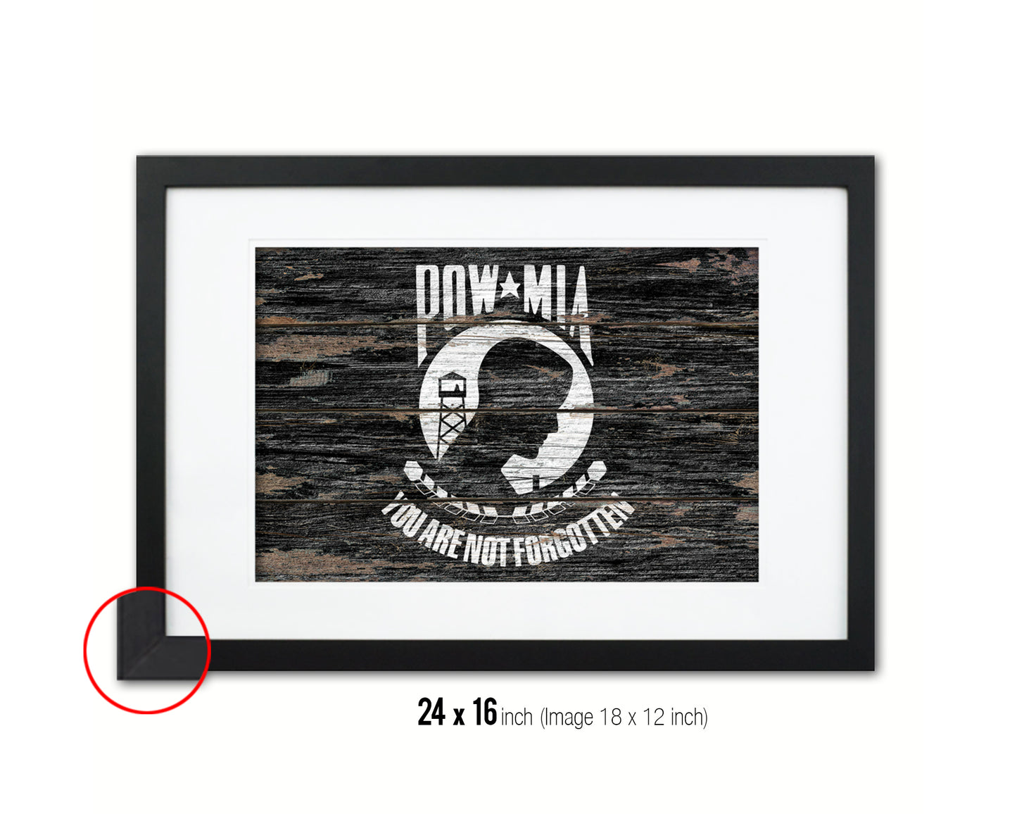 Pow Mia Wood Rustic Flag Wood Framed Print Wall Art Decor Gifts