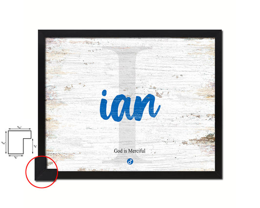 Ian Personalized Biblical Name Plate Art Framed Print Kids Baby Room Wall Decor Gifts