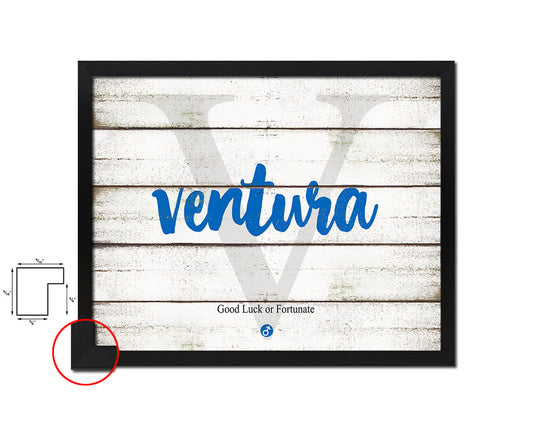 Ventura Personalized Biblical Name Plate Art Framed Print Kids Baby Room Wall Decor Gifts