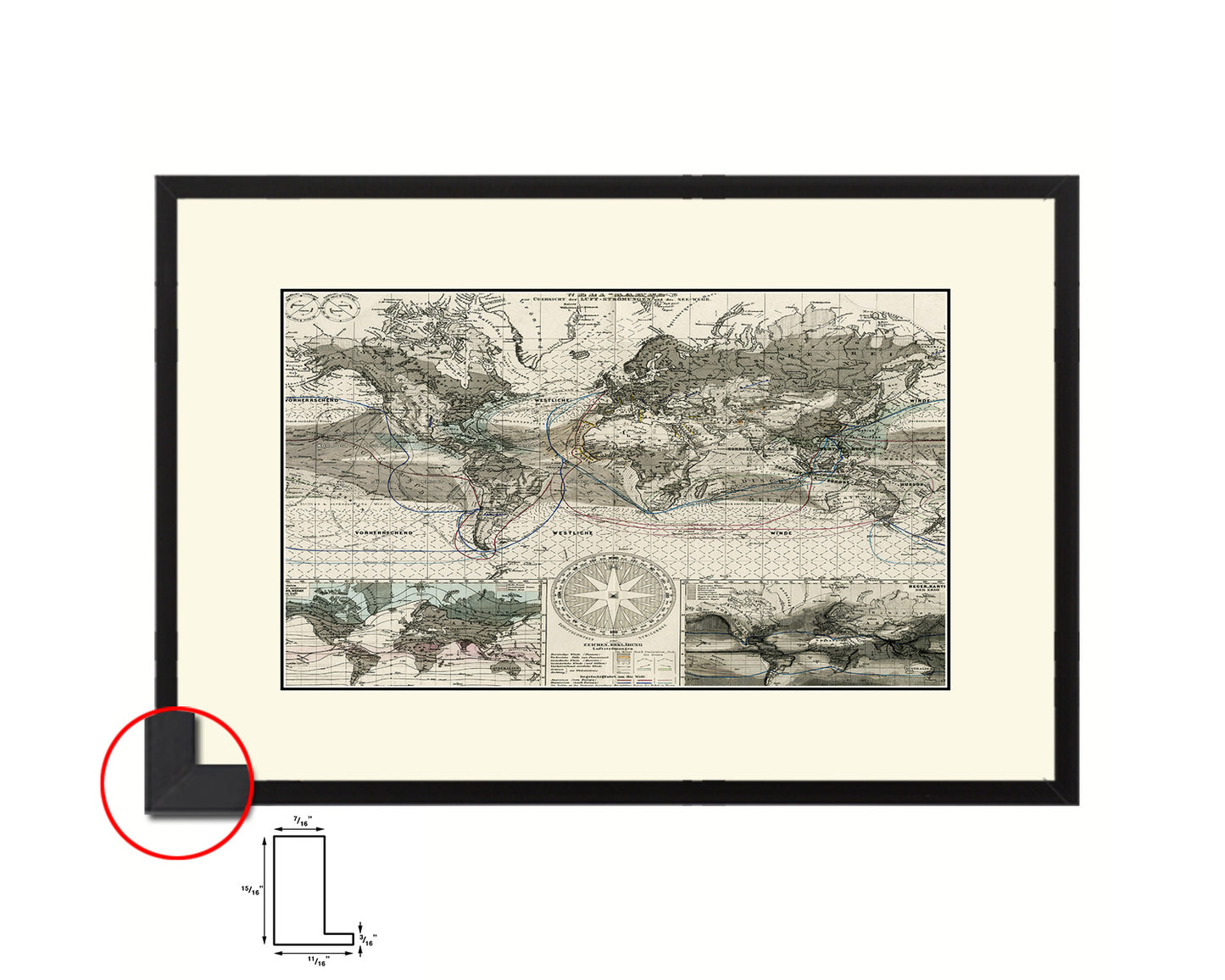 World Planiglobh Terrestris Hemisphario Calesti Old Map Framed Print Art Wall Decor Gifts