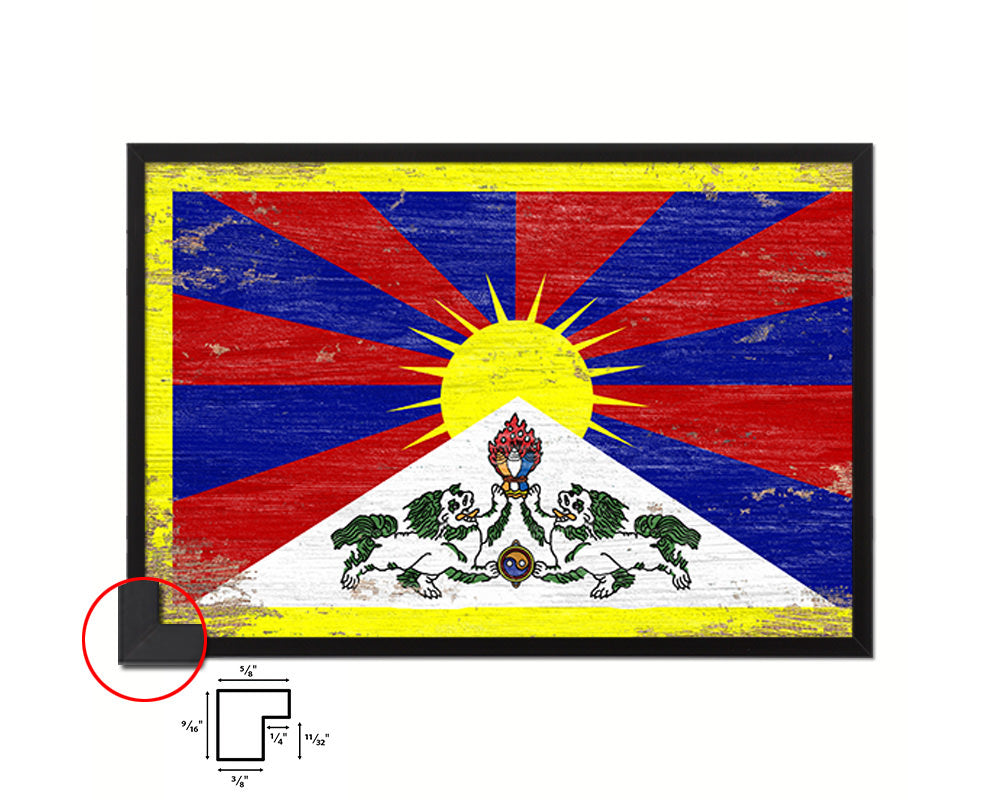 Tibet Shabby Chic Country Flag Wood Framed Print Wall Art Decor Gifts