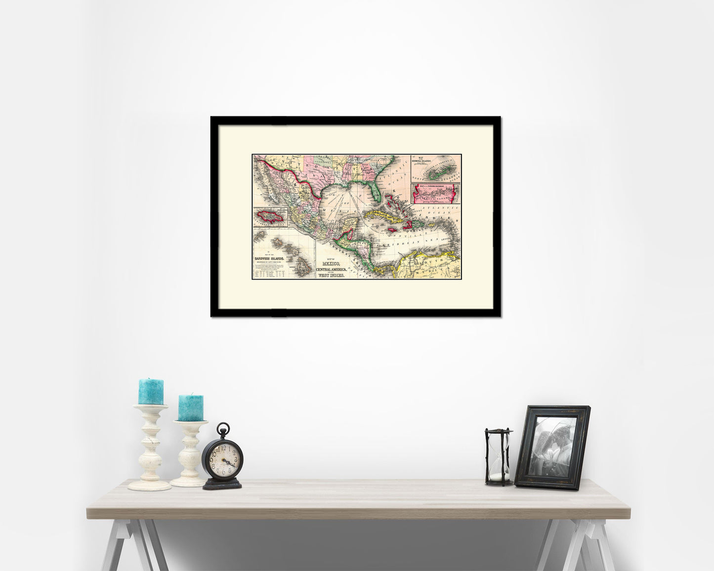 West Indies Caribbean 1870 Old Map Framed Print Art Wall Decor Gifts