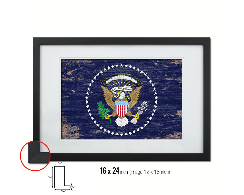 President of the United States American Shabby Chic Military Flag Framed Print Decor Wall Art Gifts