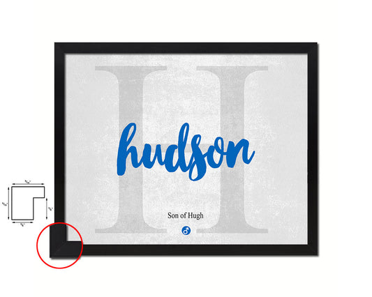 Hudson Personalized Biblical Name Plate Art Framed Print Kids Baby Room Wall Decor Gifts