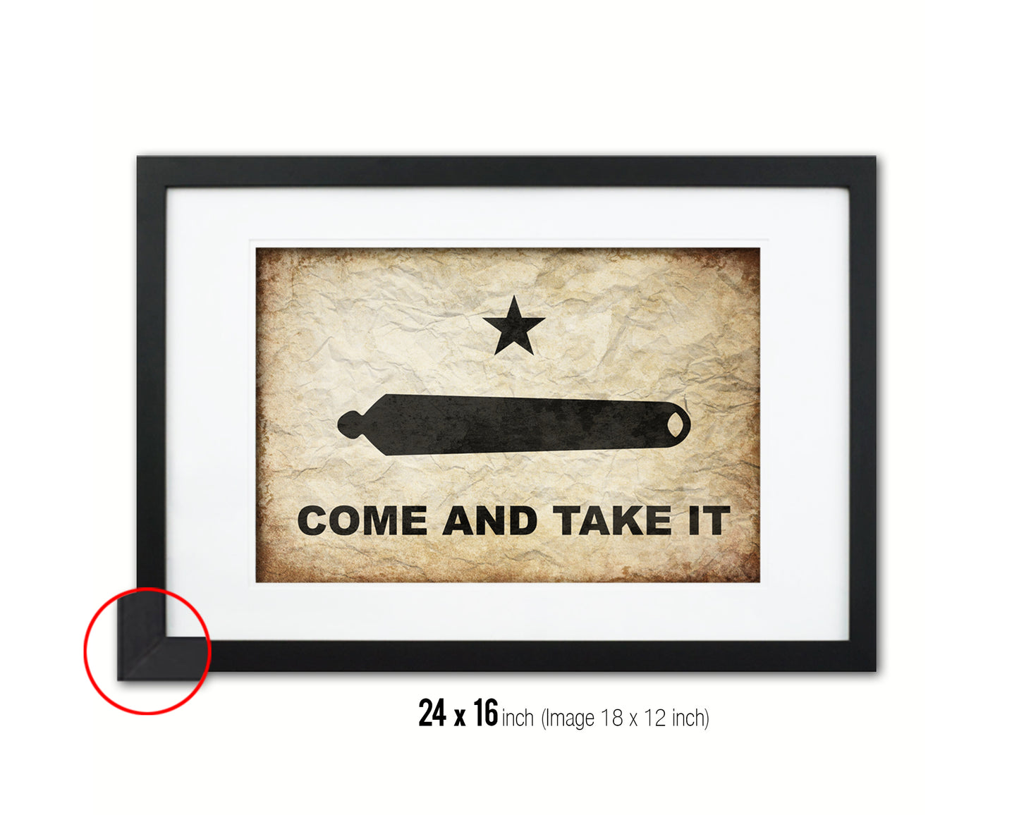 Come and take it Vintage Military Flag Framed Print Sign Decor Wall Art Gifts