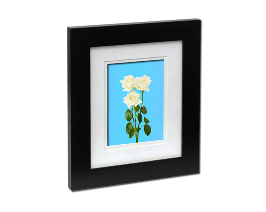 White Rose Colorful Plants Art Wood Framed Print Wall Decor Gifts