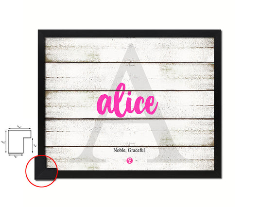 Alice Personalized Biblical Name Plate Art Framed Print Kids Baby Room Wall Decor Gifts