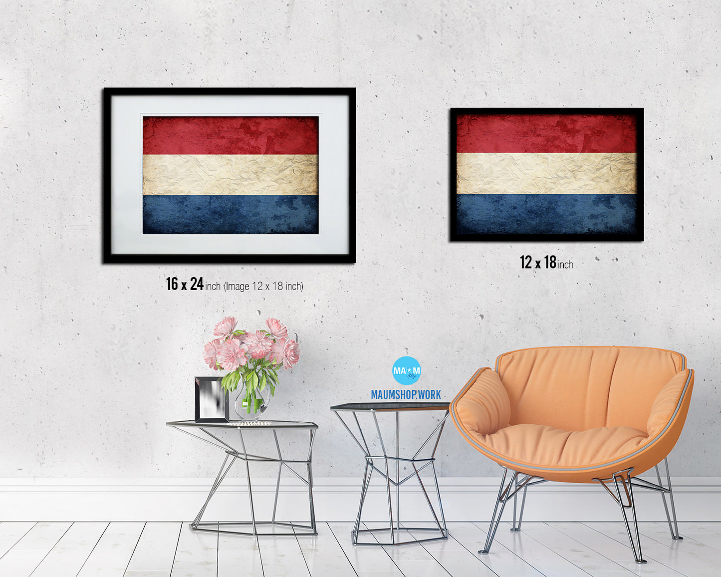 Netherlands Country Vintage Flag Wood Framed Print Wall Art Decor Gifts