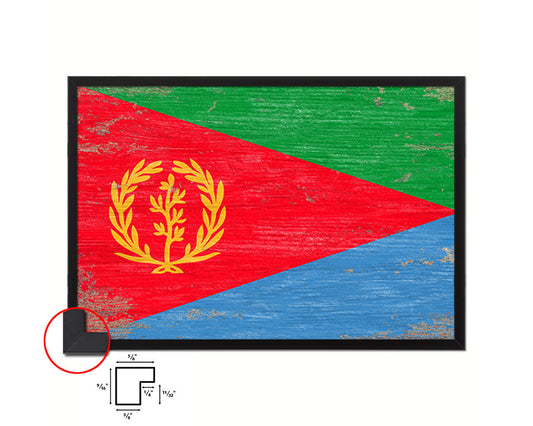 Eritrea Shabby Chic Country Flag Wood Framed Print Wall Art Decor Gifts