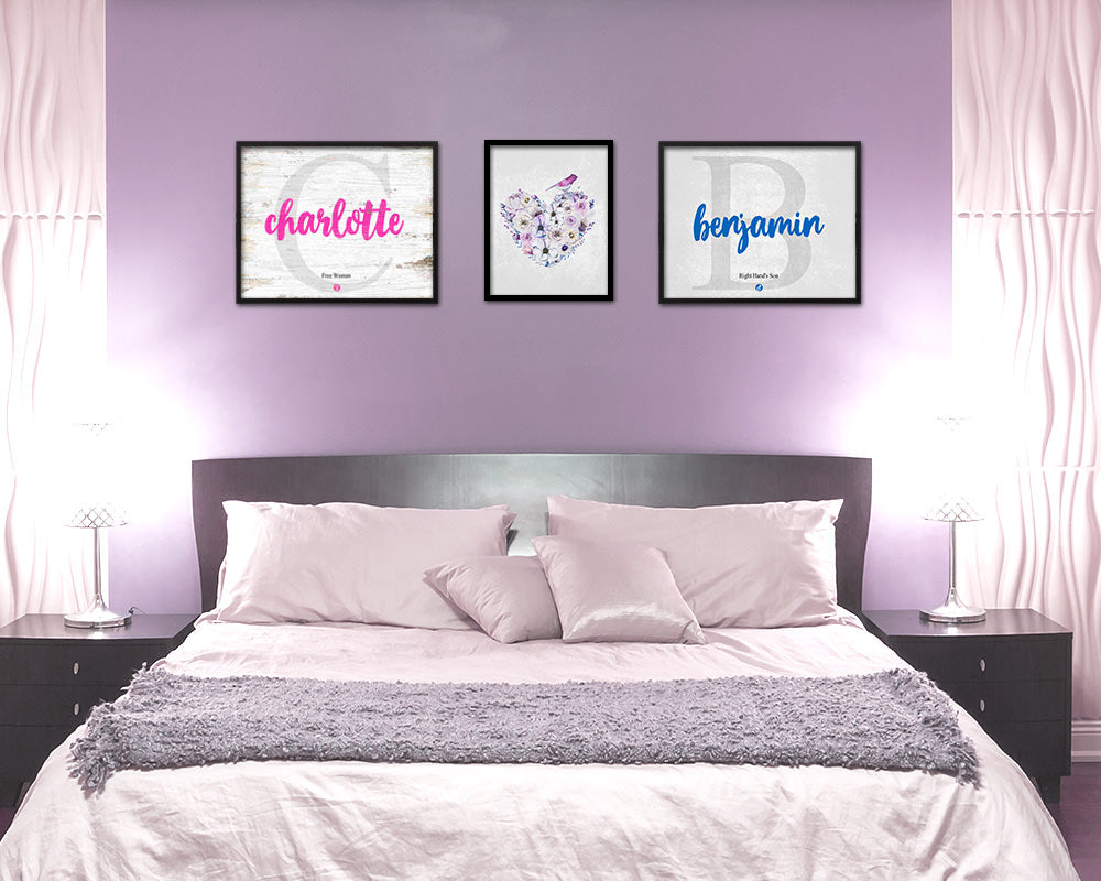 Charlotte Personalized Biblical Name Plate Art Framed Print Kids Baby Room Wall Decor Gifts