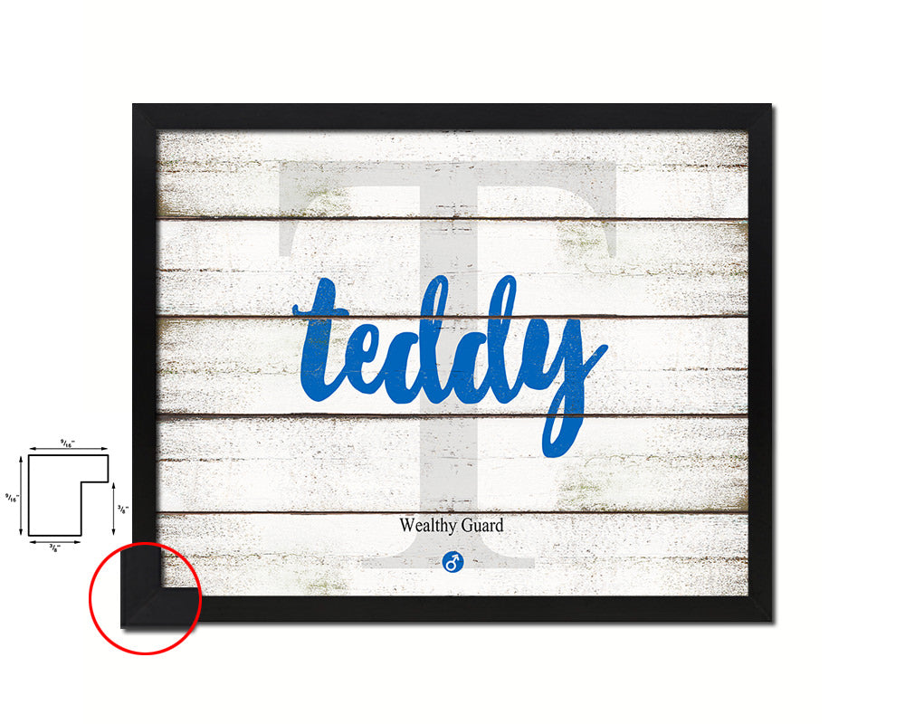 Teddy Personalized Biblical Name Plate Art Framed Print Kids Baby Room Wall Decor Gifts