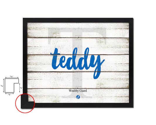 Teddy Personalized Biblical Name Plate Art Framed Print Kids Baby Room Wall Decor Gifts