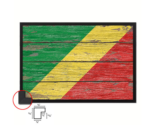 Congo Republic Country Wood Rustic National Flag Wood Framed Print Wall Art Decor Gifts