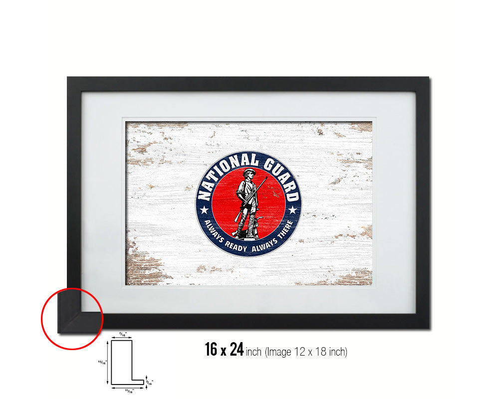 Seal of the United States National Guard Shabby Chic Military Flag Framed Print Decor Wall Art Gifts