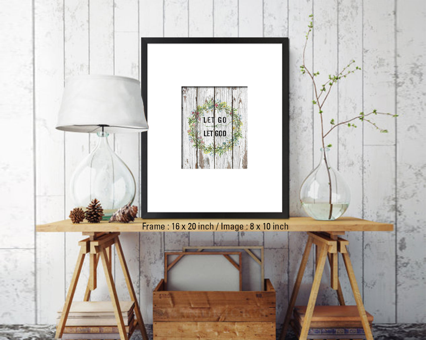 Let go and let God Quote Framed Print Home Decor Wall Art Gifts