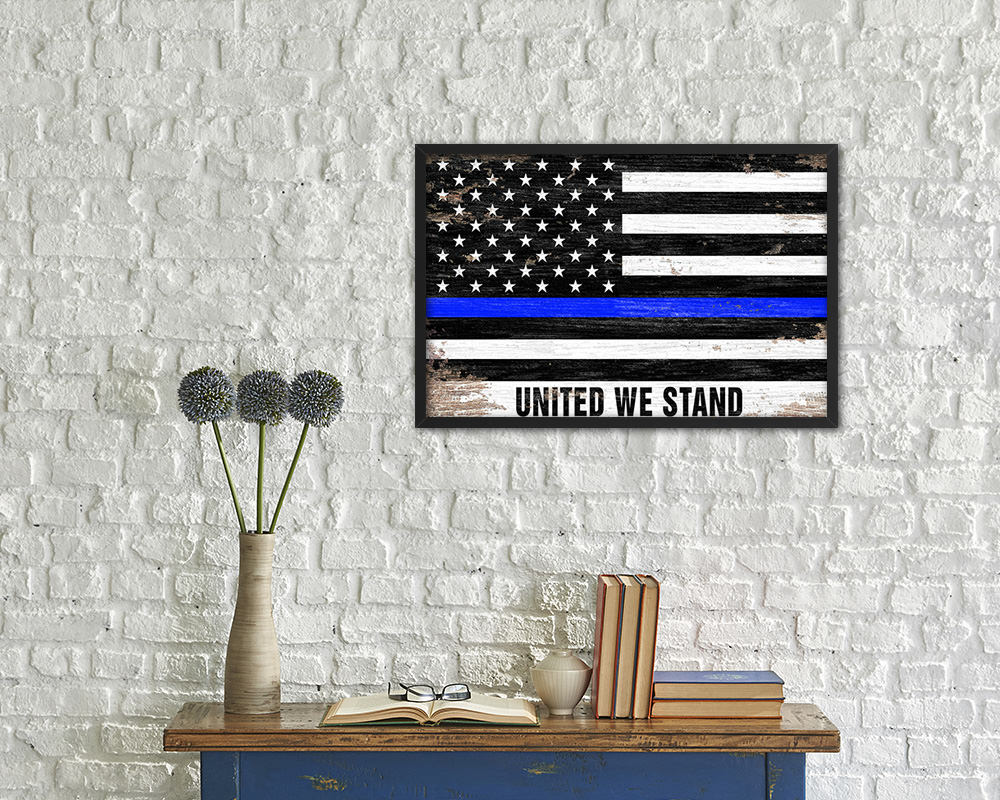 Thin Blue Line Honoring Law Enforcement American, United we stand Shabby Chic Military FlagArt