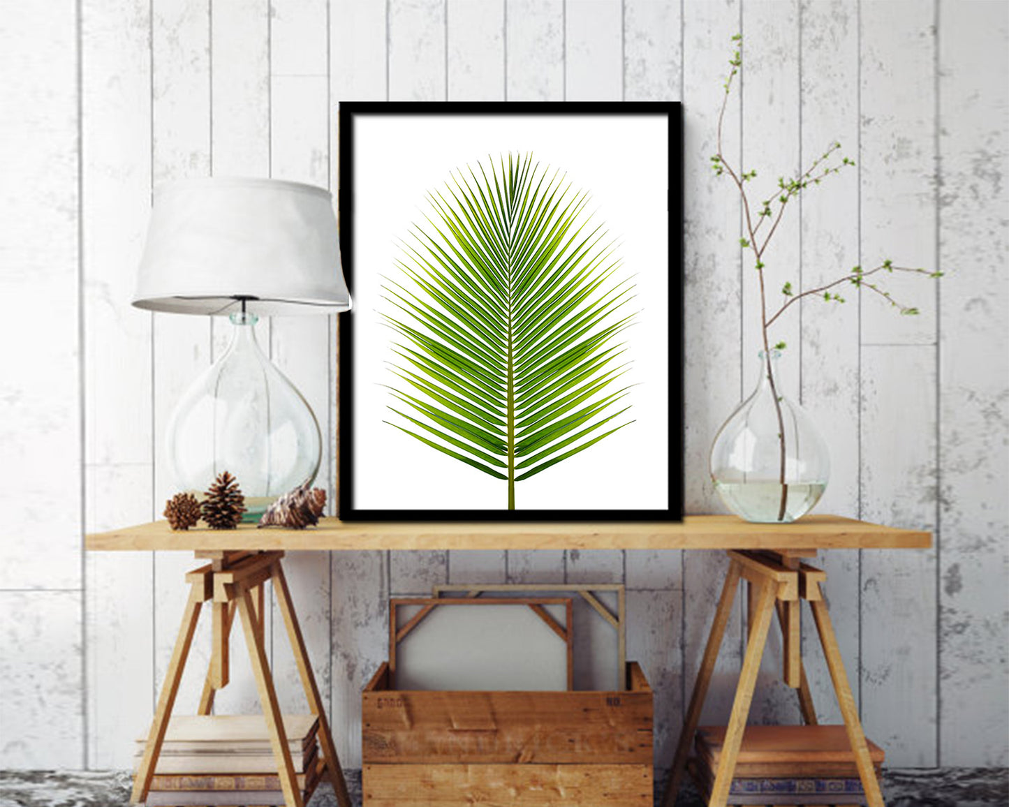 The Coconut Palm Leaves Tropical Leaf Botanical Framed Print Home Decor Wall Art Gifts