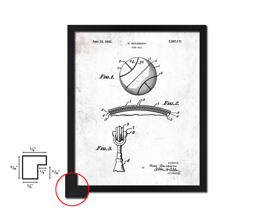 Basketball Game Ball Sports Vintage Patent Artwork Black Frame Print Gifts