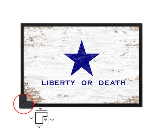 Liberty or Death Goliad Texas Battle Independence Shabby Chic Military Flag Framed Print Art