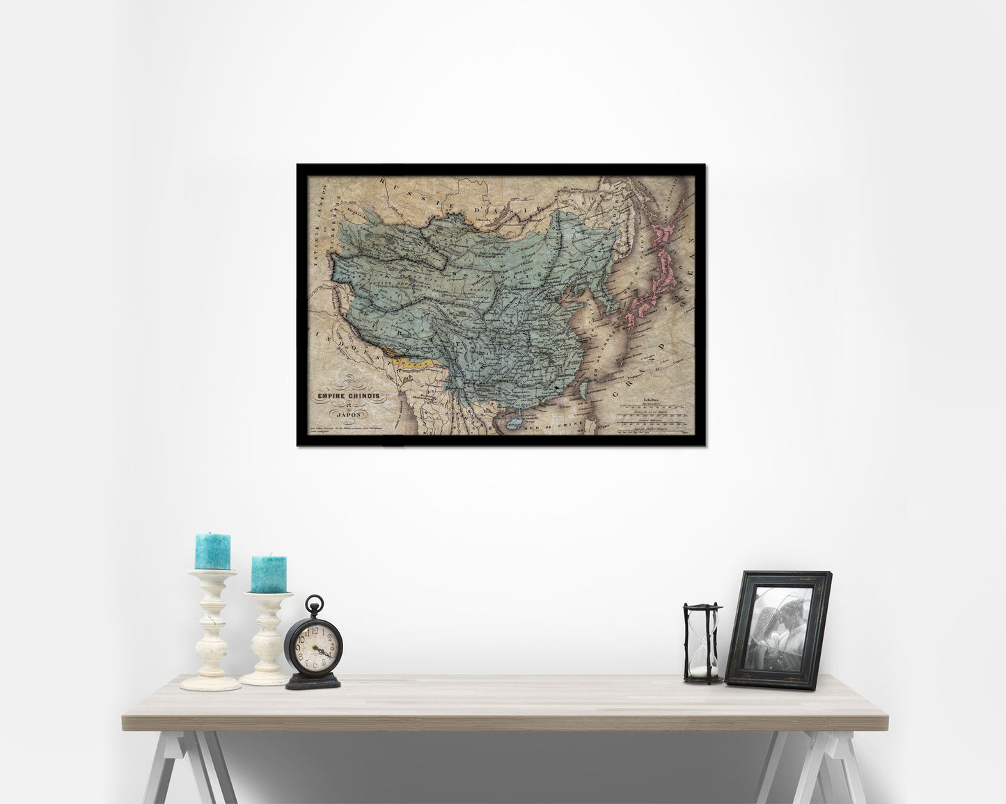 China Japan Korea Historical Map Framed Print Art Wall Decor Gifts