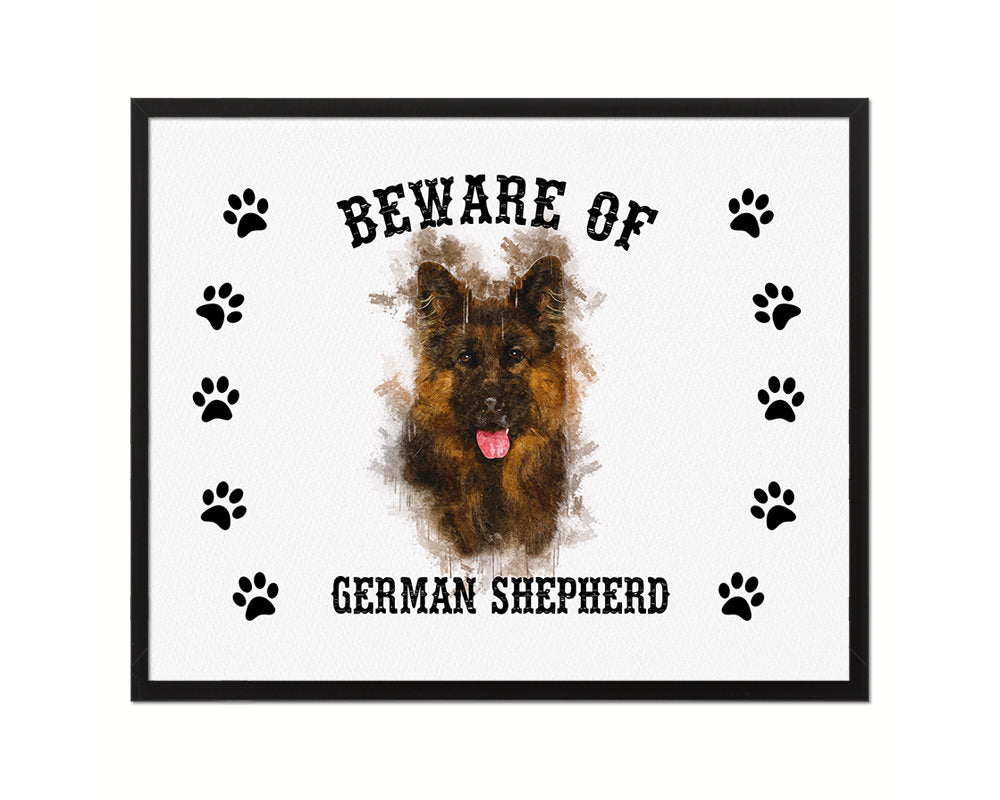 Beware of French Bulldog Sign Wood Framed Print Wall Art Decor Gifts