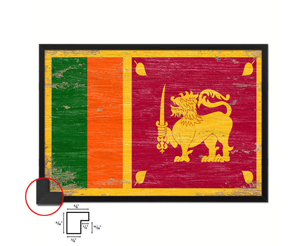 Sri Lanka Shabby Chic Country Flag Wood Framed Print Wall Art Decor Gifts