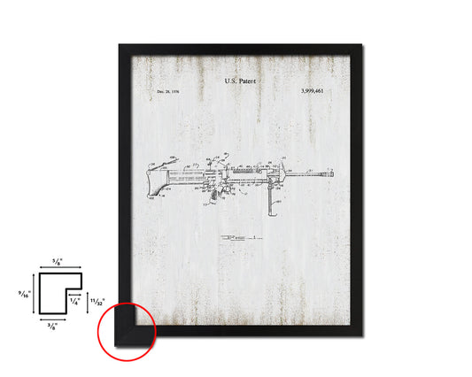 Lightweight Squad Automatic Weapon Modular Vintage Patent Artwork Black Frame Gifts